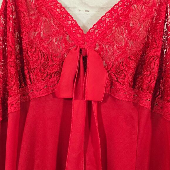 M Solange Satin Red Lace Nightgown Babydoll Lingerie Slip Dress Y2K Size 26 28 - Picture 3 of 10